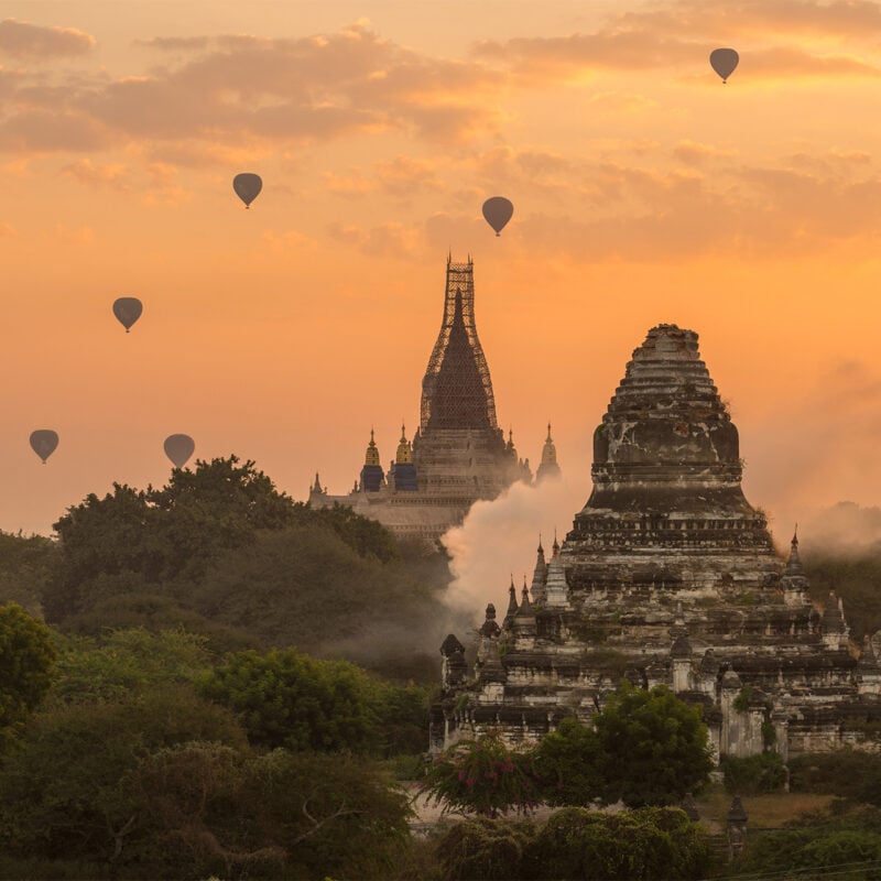 Ananda temple in Bagan repairing after damaged caused by big earthquakes in Myanmar.